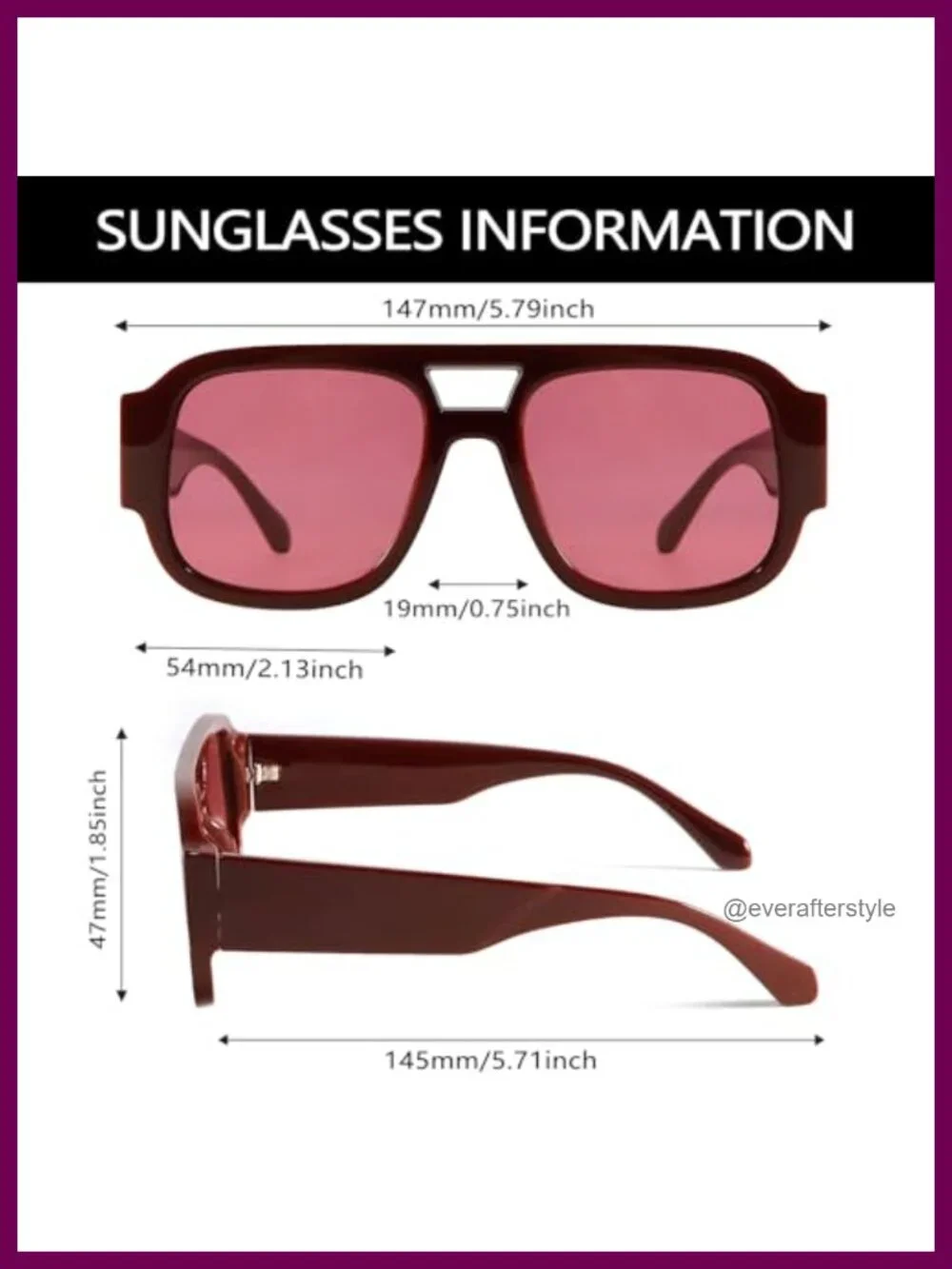Retro Oversized Aviator Sunglasses Square Double Bridge UV400